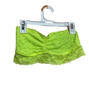 Aerie Neon Green Yellow Lace Bandeau Small Strapless